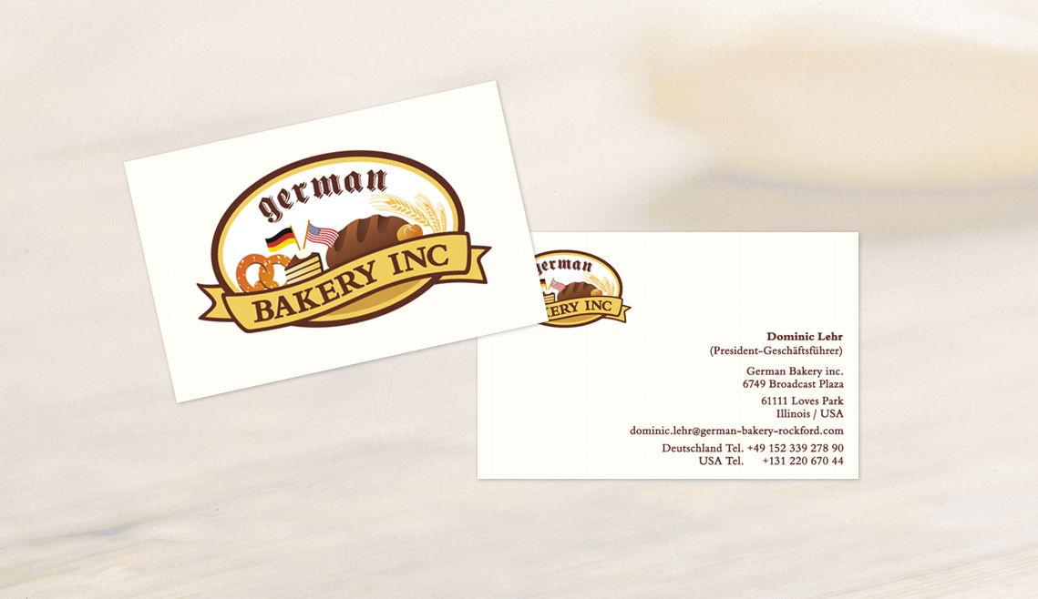 mediadesign linke portfolio - Visitenkarten für die German Bakery