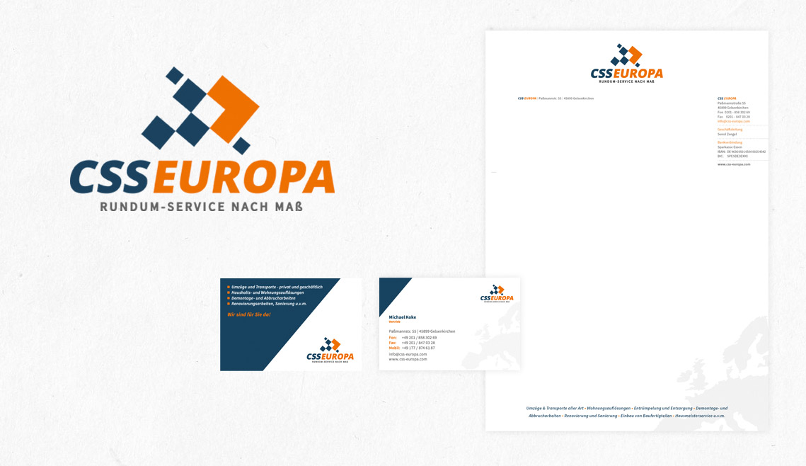 mediadesign linke portfolio - Logogestaltung / Visitenkarten und Anschreiben für CSS Europa