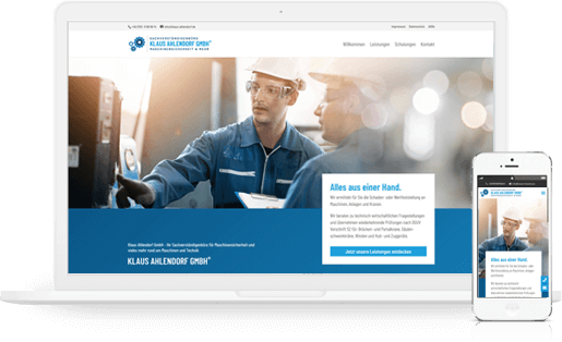 mediadesign linke portfolio - webdesign / neuer responsiver Internetauftritt für die Klaus Ahlendorf GmbH - Sachverständiger für Wirtschaft und Industrie